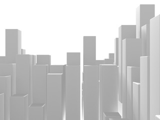 White cubes structure. Abstract futuristic background.