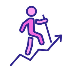 man heading up career ladder icon vector. man heading up career ladder sign. color symbol illustration