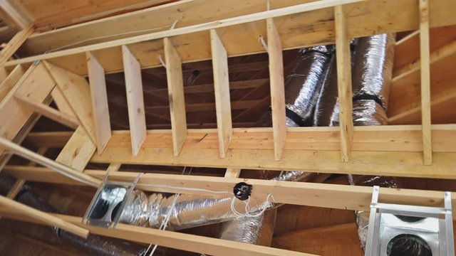 System of central conditioning set on the hvac system under ceiling roof of the building