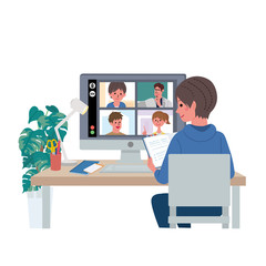 オンライン授業 パソコン 授業 イラスト 男の子 Wall Mural Matsu オンライン授業 パソコン 授業 イラスト 男の子 Wall Mural Matsu