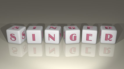 Singer built by dice letters and color crossing for the related meanings of the concept by 3D rendering