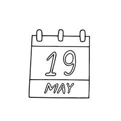 calendar hand drawn in doodle style. May 19. Day, date. icon, sticker, element