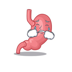 Cartoon character design of human stomatch with a crying face