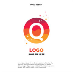 Q letter colorful logo in the circle. Vector design template elements for your application or company identity.