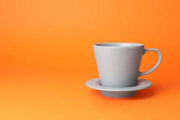 Blank cup on color background