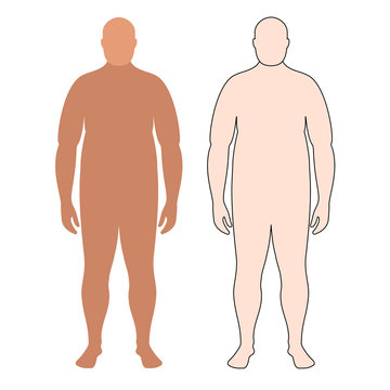 silhouette of a fat male body on a white background. vector
