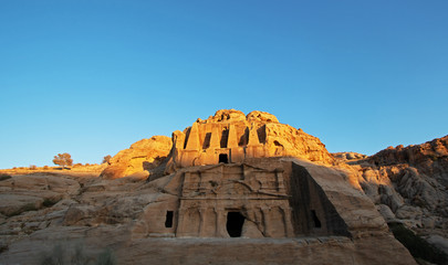 The tomb and ruins of Petra in Jordan