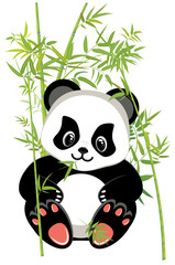 Cartoon panda with bamboo