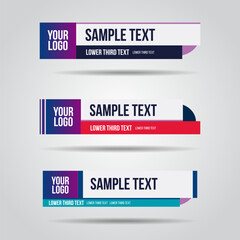 Lower third white and colorful design tv template modern contemporary. Set of banners bar screen broadcast show bar name. Collection of lower third for video editing on transparent background.