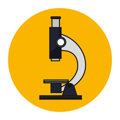 microscope of laboratory in frame circular vector illustration design