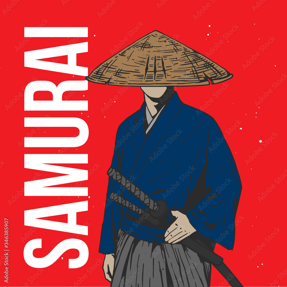 Sticker traditional samurai art design