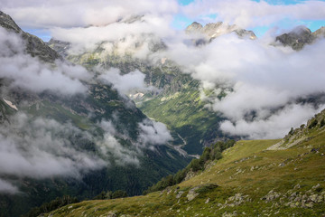 Mountain view with clouds