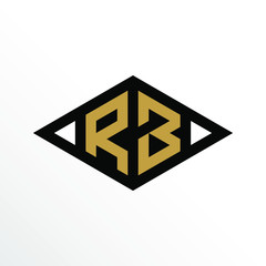 Initial Letter RB Geometric Abstract Diamond Shape Logo Design