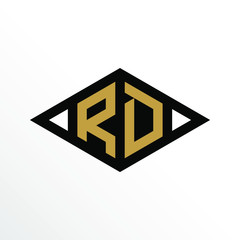 Initial Letter RD Geometric Abstract Diamond Shape Logo Design