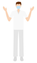 医療・介護の現場で働くマスクの男性 イラスト