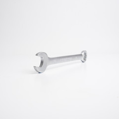 Wrench, tool, spanner, isolated, metal, steel, chrome, equipment, white, work
