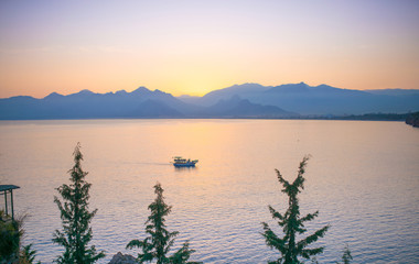 sunset on the sea in Antalya