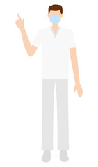 医療・介護の現場で働くマスクの男性 イラスト