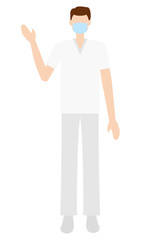 医療・介護の現場で働くマスクの男性 イラスト