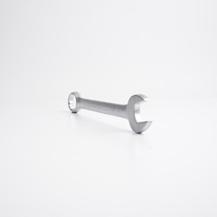 Wrench, tool, spanner, isolated, metal, steel, chrome, equipment, white, work
