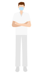 医療・介護の現場で働くマスクの男性 イラスト