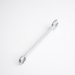 Wrench, tool, spanner, isolated, metal, steel, chrome, equipment, white, work
