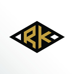Initial Letter RK Geometric Abstract Diamond Shape Logo Design