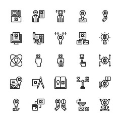 Set of Design Thinking Science outline style icon - vector