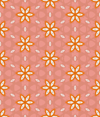 Abstract floral seamless vector pattern background in pink and orange colors for fabric, wallpaper, scrapbooking projects.
