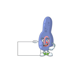 Clostrisium botulinum cartoon character concept Thumbs up having a white board