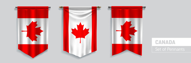 Set of Canada waving pennants on isolated background vector illustration