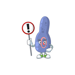 A picture of clostrisium botulinum cartoon character concept holding a sign