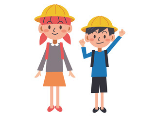 兄弟の小学生イラスト