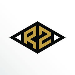 Initial Letter RZ Geometric Abstract Diamond Shape Logo Design