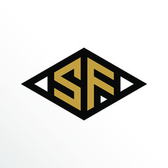 Initial Letter SF Geometric Abstract Diamond Shape Logo Design