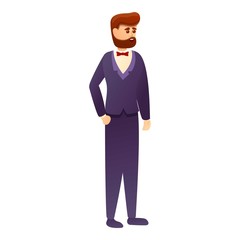 Fototapeta premium Hipster groom icon. Cartoon of hipster groom vector icon for web design isolated on white background