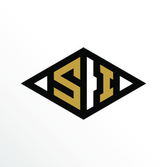 Initial Letter SI Geometric Abstract Diamond Shape Logo Design