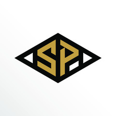 Initial Letter SP Geometric Abstract Diamond Shape Logo Design
