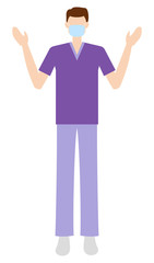 医療・介護の現場で働くマスクの男性 イラスト