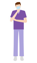 医療・介護の現場で働くマスクの男性 イラスト