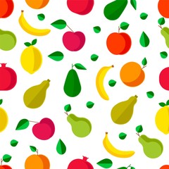 Fruits and vegetables, banana and pear seamless pattern