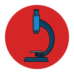 microscope of laboratory in frame circular vector illustration design