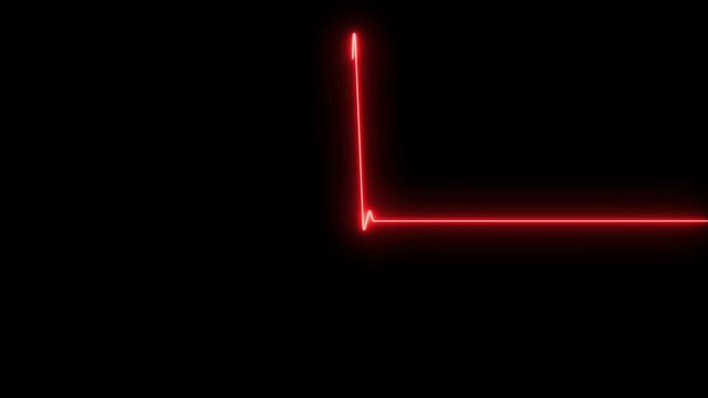 Neon heartbeat flatline. Seamlessly looping animation. EKG heart rate display screen medical research. Pulse trace red line. Motion Animation. Video available in 4K FullHD and HD render footage.