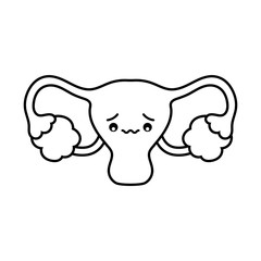 female reproductive system cartoon line style icon vector design