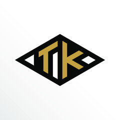 Initial Letter TK Geometric Abstract Diamond Shape Logo Design