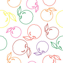 Pattern of multicolored apples. Vector out line illustration on a white background