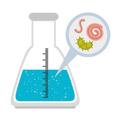 tube test with particles covid 19 and microorganisms vector illustration design