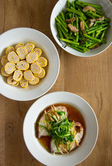 top view of various chinese food