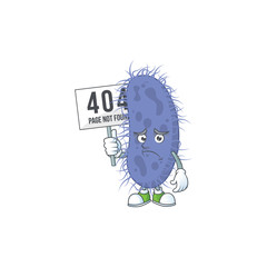 Sad face of salmonella typhi cartoon character raised up 404 boards