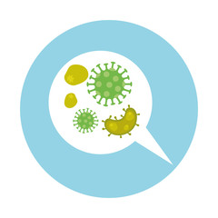 speech bubble with particles covid 19 vector illustration design